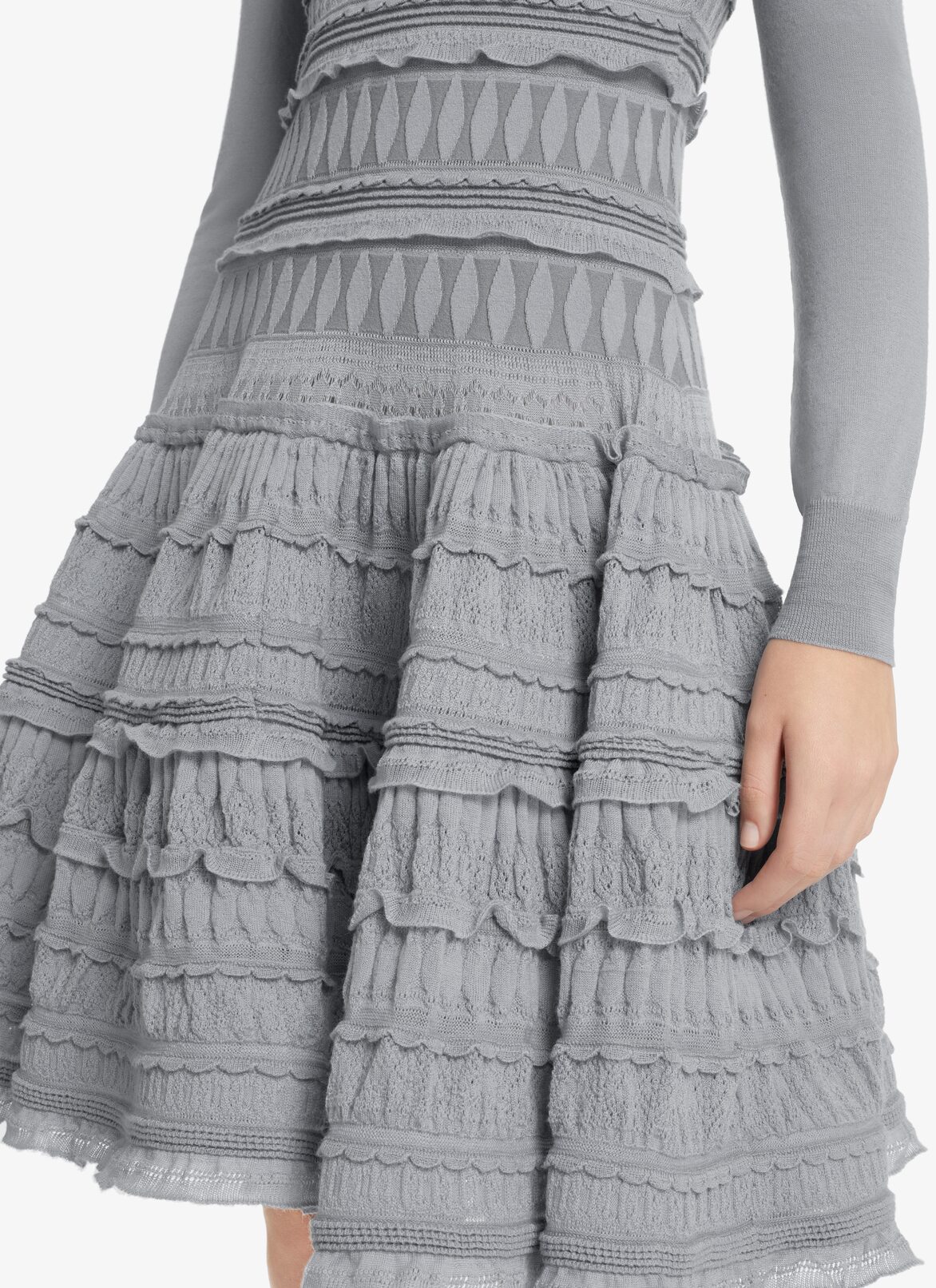 EDITION 2007 HIGH-NECK WOOL CRINOLINE DRESS ALAÏA GRAY EDITION 2007 HIGH-NECK WOOL CRINOLINE DRESS